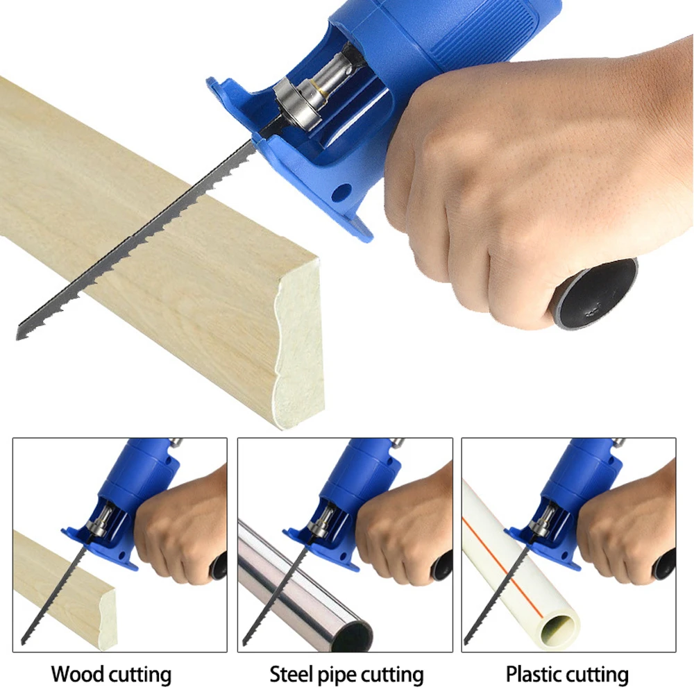 Portable Reciprocating Saw Adapter Electric Drill Modified Electric JigSaw Power Tool Wood Cutter Machine Attachment with Blades