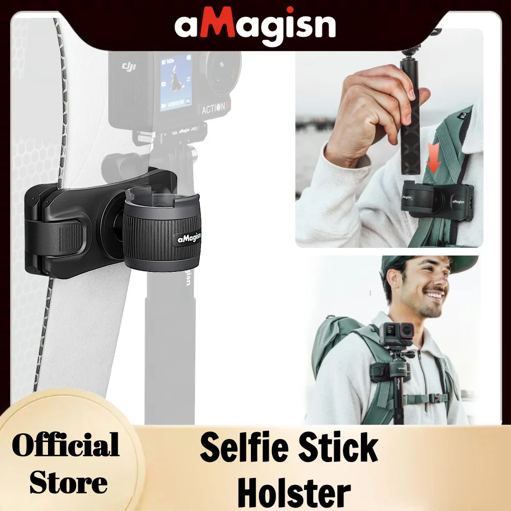 

aMagisn Selfie Stick Holster with Backpack / Waist belt Clip,Quick Release Holder ,Hands-free Mount for DJI Gopro Hero Insta360