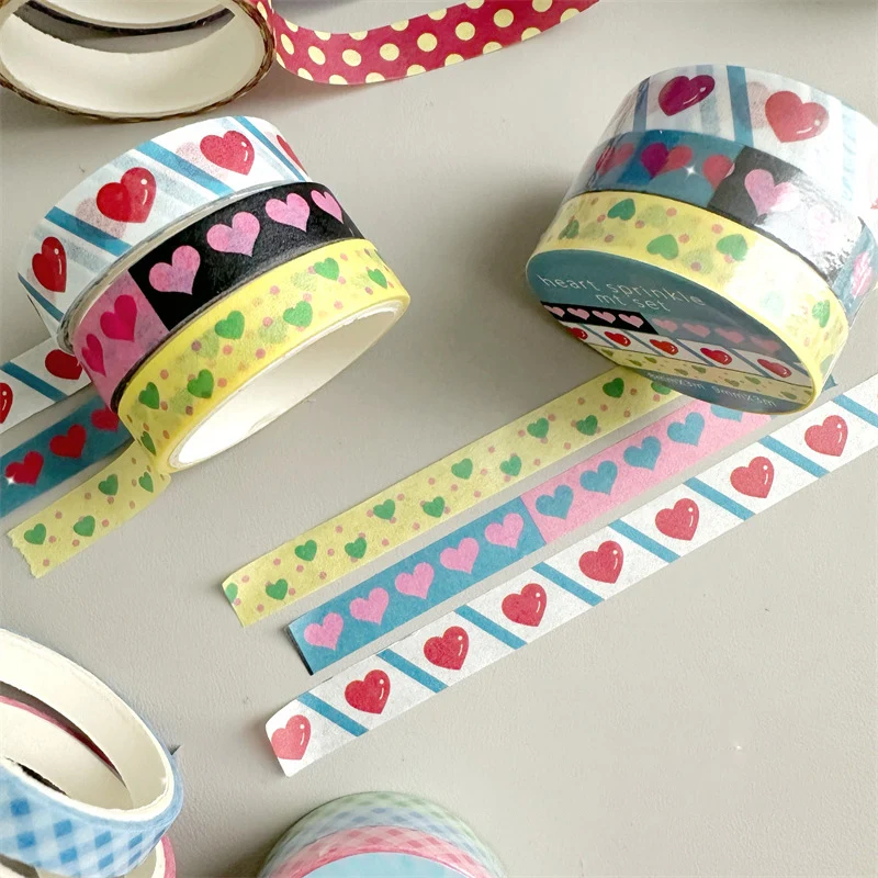 الكورية Ins 3 لفة مجموعة نقطة القلب الديكور لاصق ملصقات لطيف مجلة سكرابوكينغ كلية المواد الشريط