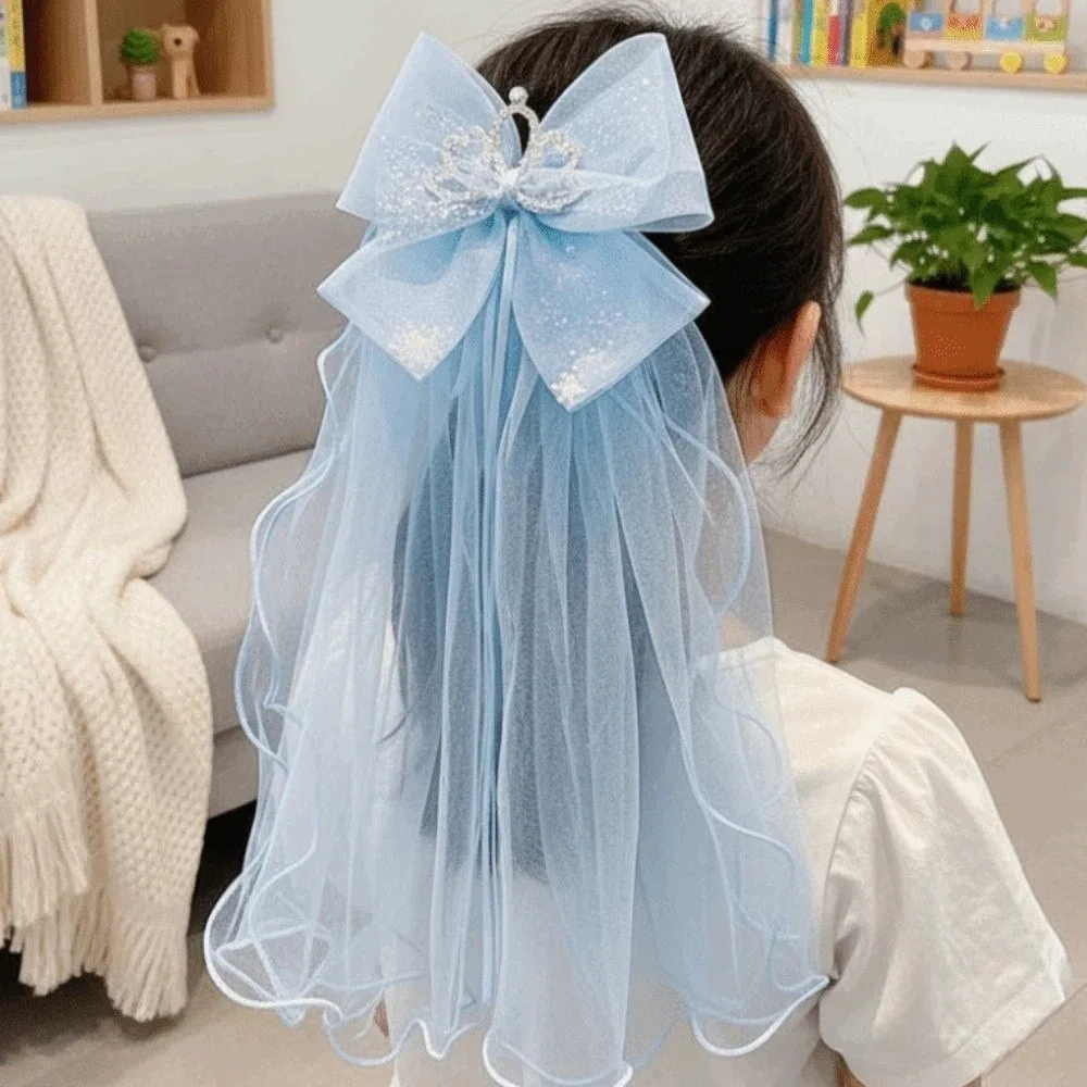 

Модная белая заколка для волос с сеткой, бусинами и стразами, из полиэстера, для девочек, свадебная, из тюля