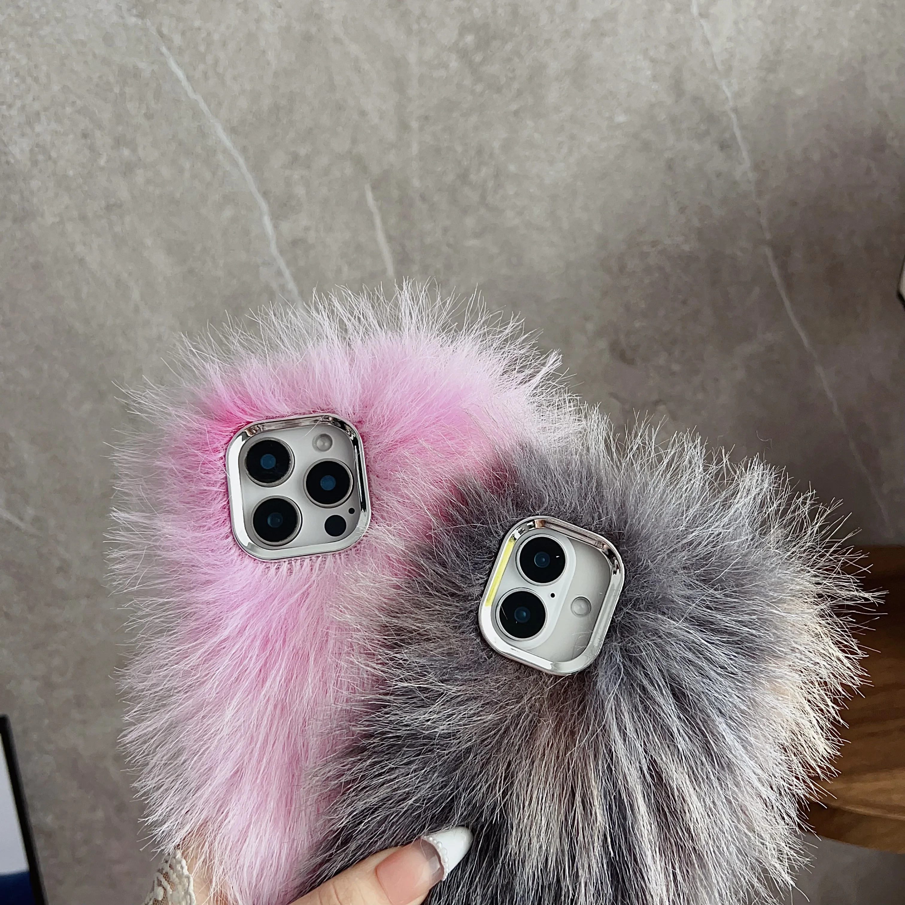 Winter Warm Plush Fur Fluffy Phone Case for iPhone 11 12 13 14 15 16 Pro Max Soft Touch Hairy Furry Girly Cover Shell