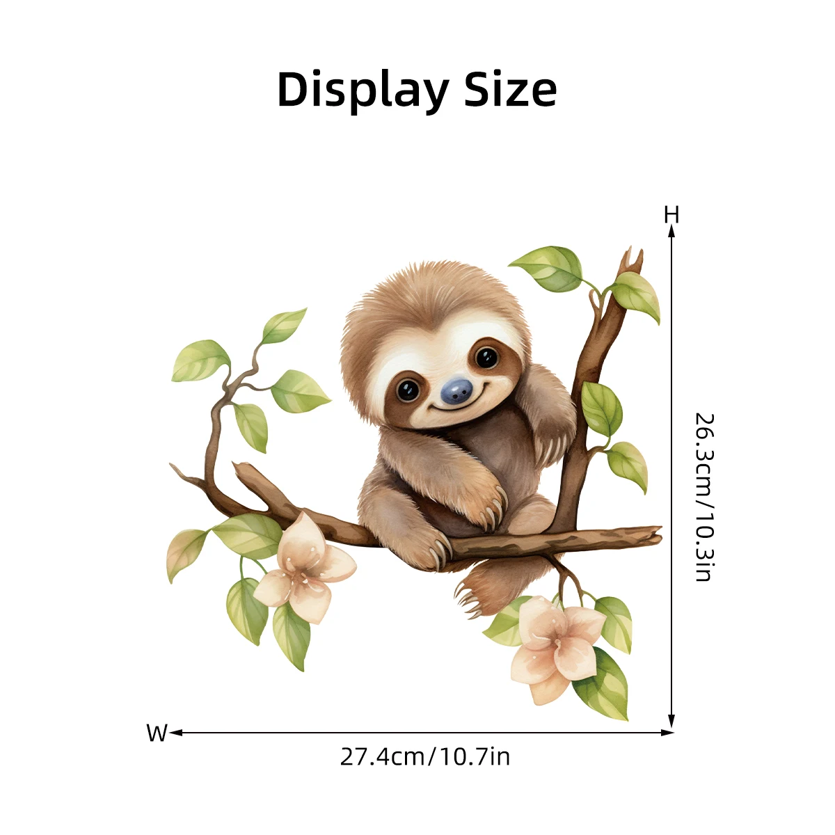 1Pc Cartoon Sloth on Branch Cute Animal Wall Stickers Kids Room Wall Decals Living Baby Room Decor Bedroom Child Home Decoration