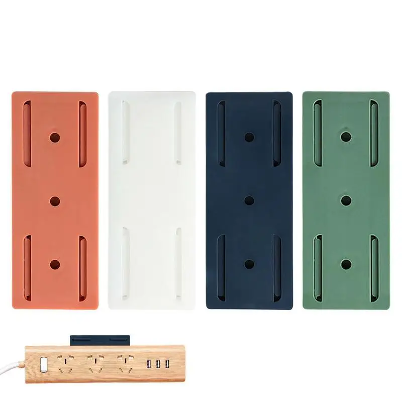 Power Strip Holder Fixator No Hole Plug-in Wall Hanging Socket Fixer Strong Loading Wall Fixer for WiFi Router Paper Towel Box