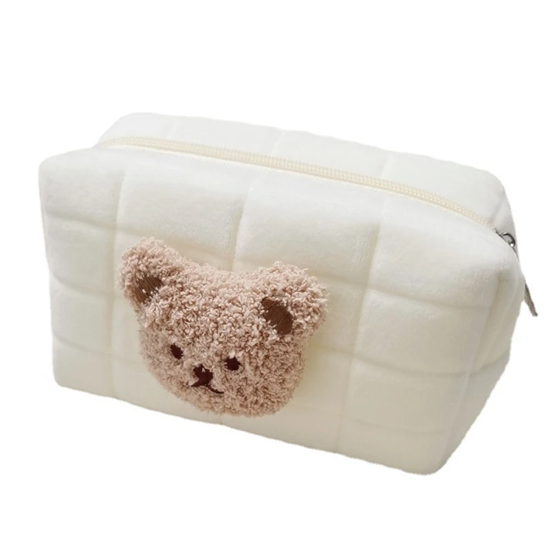 Oso de dibujos animados, organizador para bebé, bolsa de maquillaje de viaje para mujer, bolsa de cosméticos multifuncional,