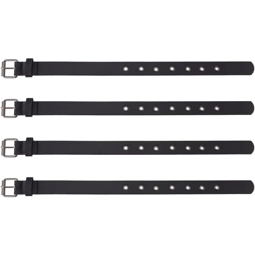 4 Pcs Traditional Kilt Extender Straps Leather Cuff Belt Buckles 0.9x16 inch Black PU Leather Adjustable Belt with Metal Square