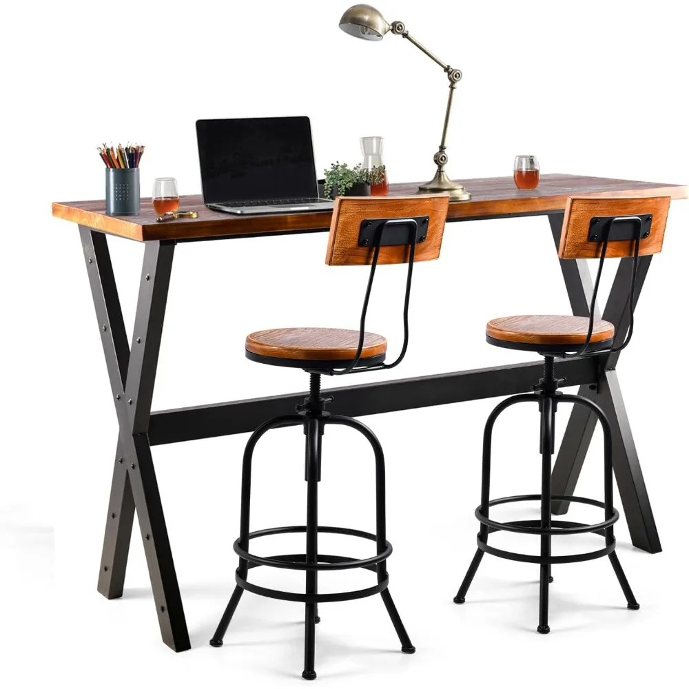 Bar Table, 47.24"L×41.33"H Bar Height Pub Table High Top Rectangular Sofa Console Table Kitchen Dining Coffee Table, for Narrow