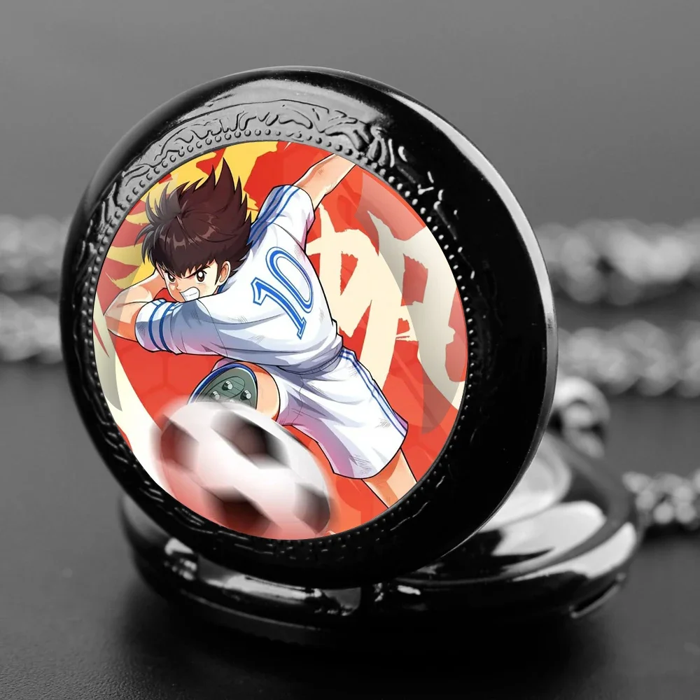 Cartoon Design Glass Dome Quartz Pocket Watch with Arabic Numerals Dial Durable Chain Perfect For Gifts