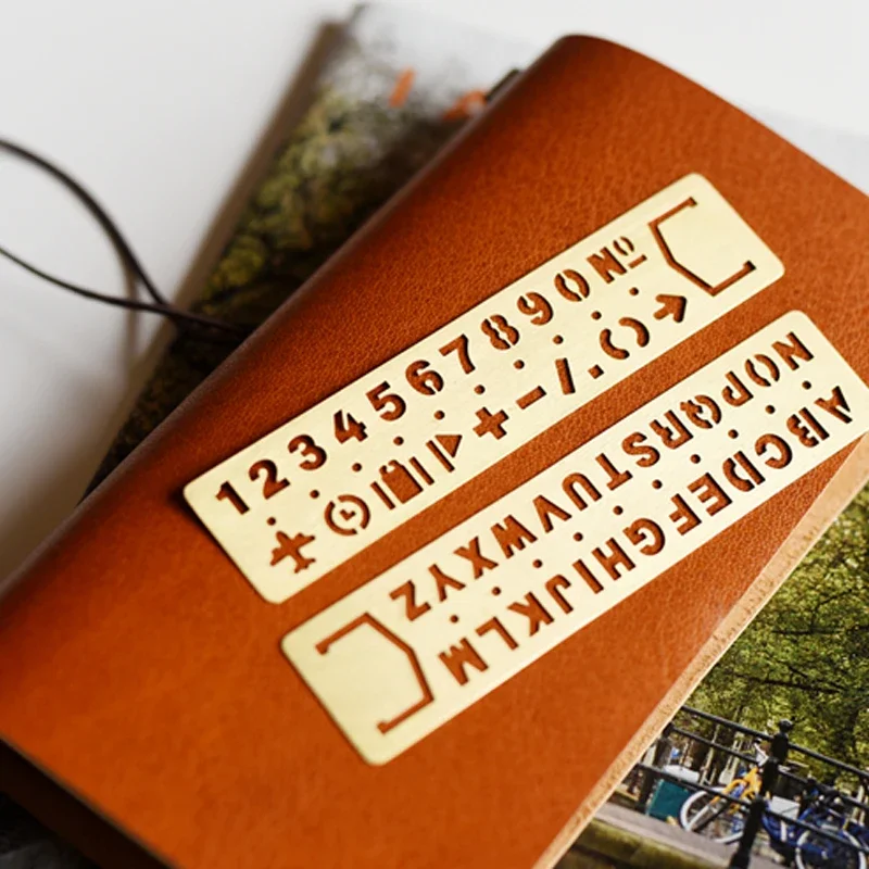 빈티지 황동 금속 다기능 북마크 스텐실 자 DIY 도구 여행자 노트 다이어리 플래너 액세서리 문구류