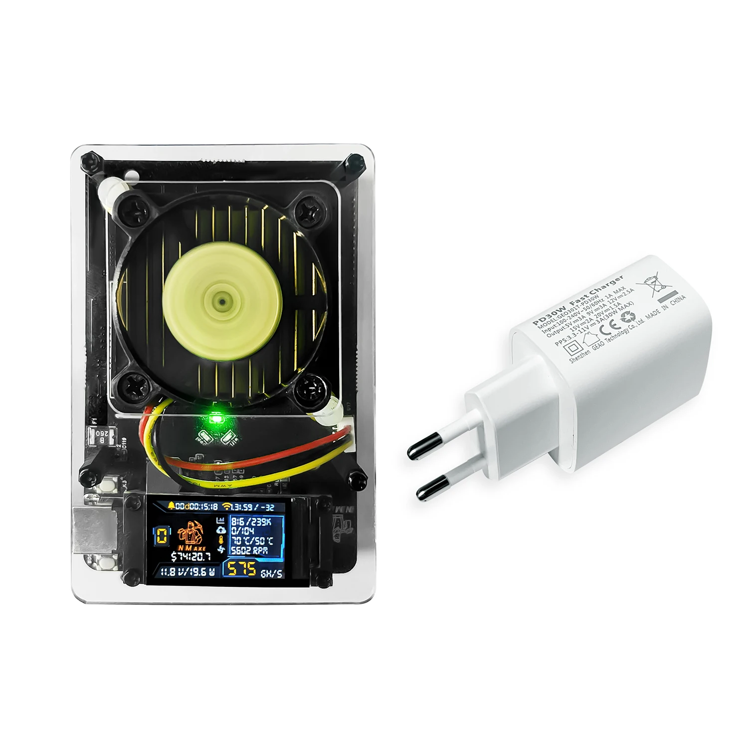 NMAxe  NMMiner Offical Development Board BM1366 Wi-Fi Bluetooth Support NMMiner Controller 500GH/S 1.14 Inch IPS Screen