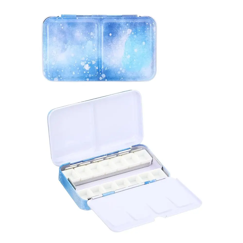 

Палитра для акварели, металлическая акварельная коробка с 14 полупанелями красок, футляр для красок с крышкой, коробка для красок для путешествий, для гуаши и масляных красок