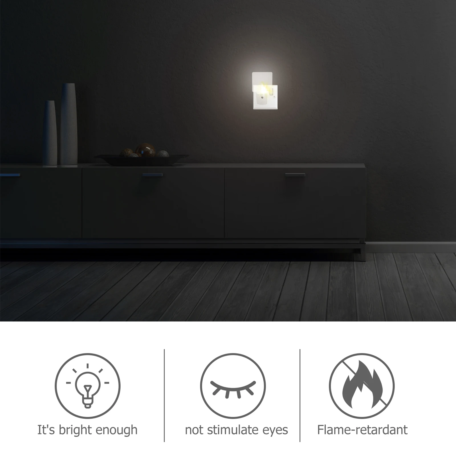

Automatic Sensor Night LED Motion Light for Bedroom Stairs Living Room Durable PC Material Magnetic Plug in Practical for Kids