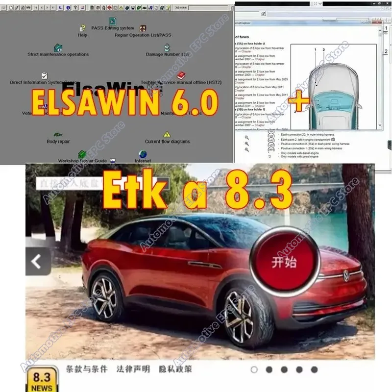 2026 Hot！ELSAWIN 6.0 Etk a 8.3Latest Maintenance Software Group Vehicle Electronic Parts Catalog Suitable for V/W AU/DI SE/AT S