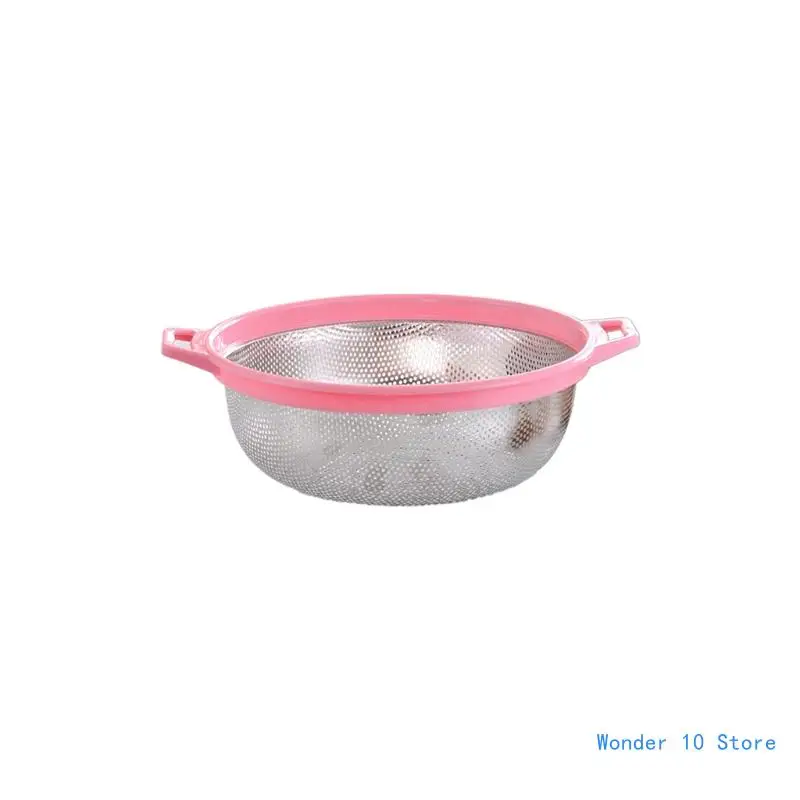 

Household Stainless Steel Mesh Colander with Handle Metal Fruit Vegetable Strainer Kitchen Washing Drainer Basket