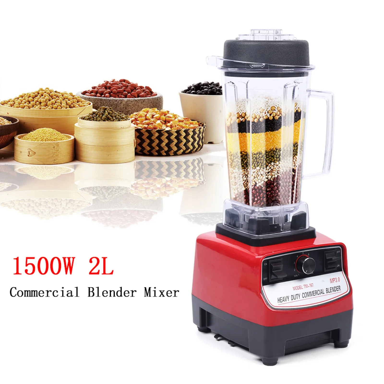 

1500W 110V Countertop Commercial Blender, 2L Stainless Steel Smoothie Blender, Countertop Blender for Smoothies, Milkshakes