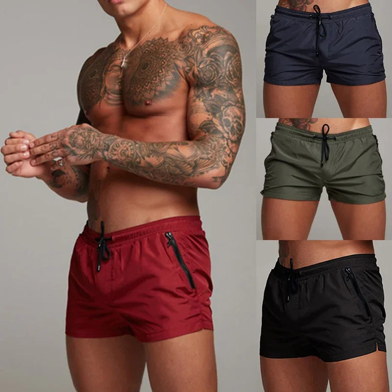 Mens Swim Trunks with Zipper Pockets Mesh Liner Summer Beach Board Shorts Quick Dry Swimming Bathing Suit Swimsuit Swimwear