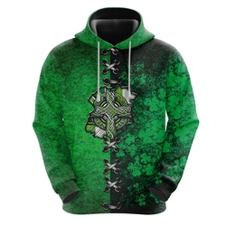 2025 Saint Patrick Day Clover Skull 3D Print Hoodie For Men Clothes Ireland Hoody Shamrocks Leprechaun Sweatshirts Tops Hoody