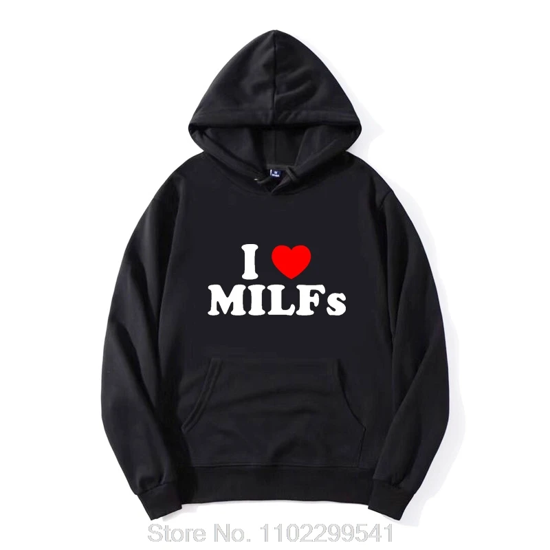 Funny I Love MILFs Heart Hoodie Cotton Hoody Birthday Gifts Style Jacket Zip Up Hoodie Sweatshirt Men Harajuku Streetwear