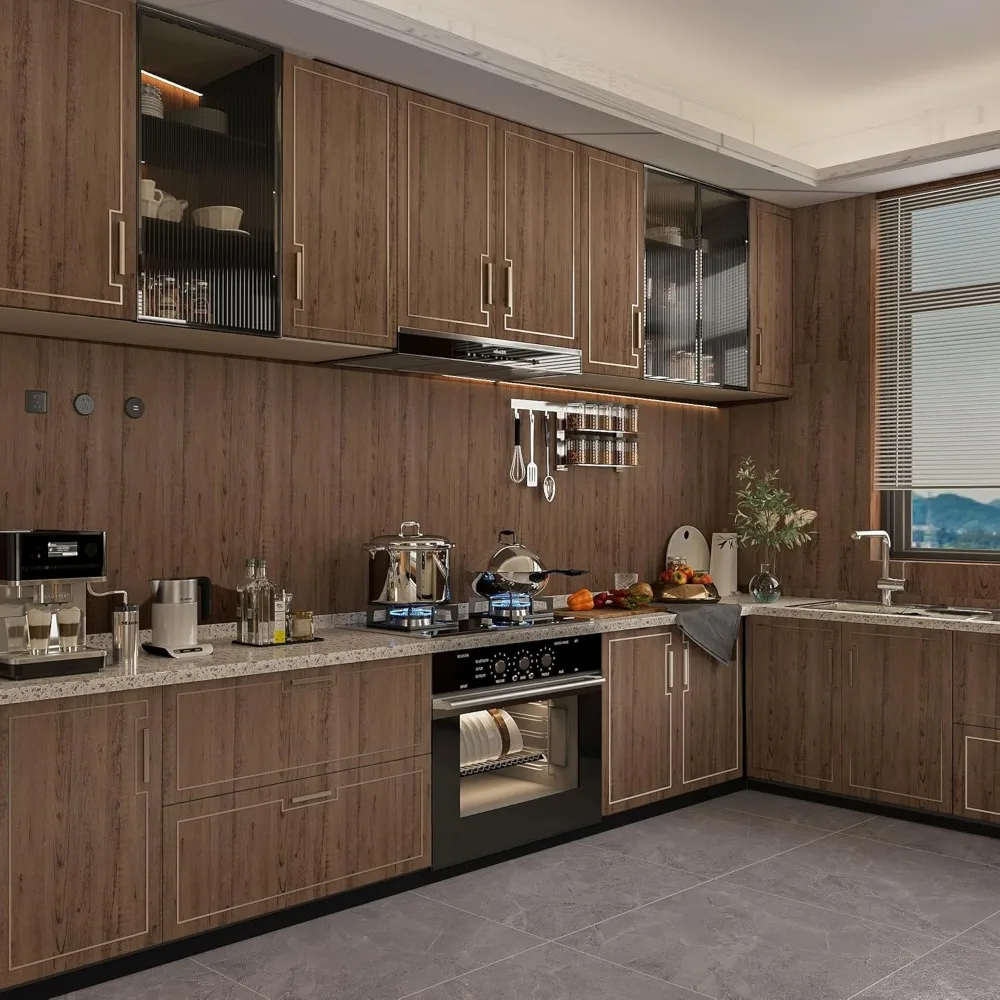 كبير بني داكن الخشب الحبوب قشر وعصا خلفية مقاوم للماء للإزالة ذاتية اللصق 48x196 بوصة ورق اتصال الخشب الصناعي fo