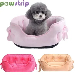 Cute Bow Princess Dog Bed Soft Cozy Pet Sleeping Mat for Small Dogs Cats Non-slip Machine Washable Puppy Sofa Pet Supplies