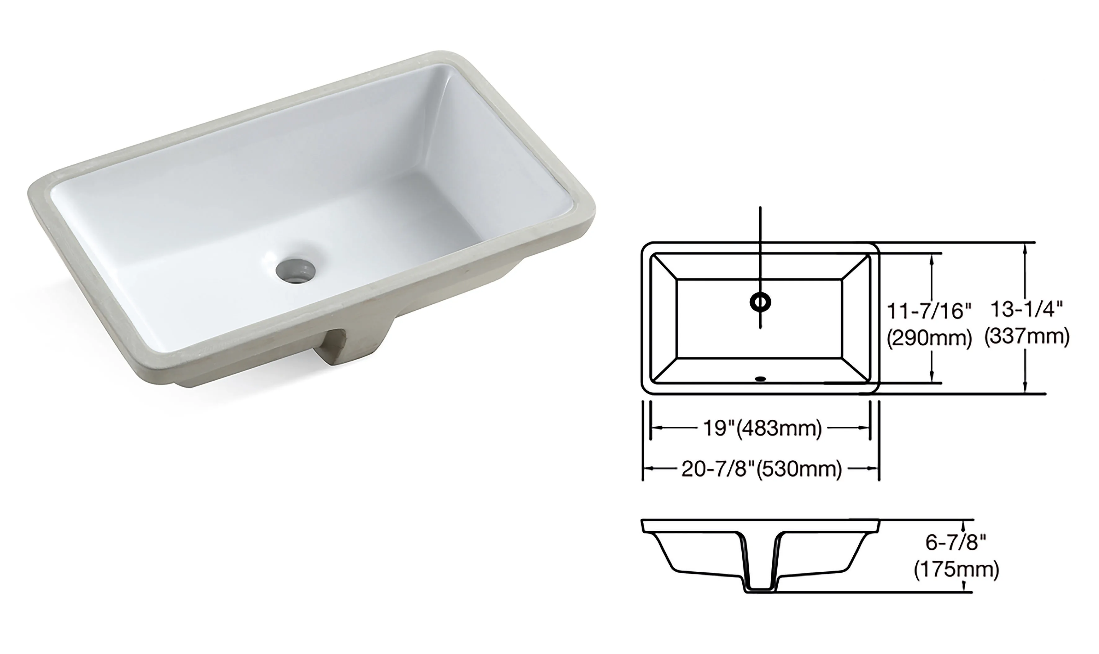 Imagem -06 - Meje Undermount Pia Rectrangle Undercounter Pia do Banheiro Lavatório de Cerâmica Vanity Vessel Sink-branco