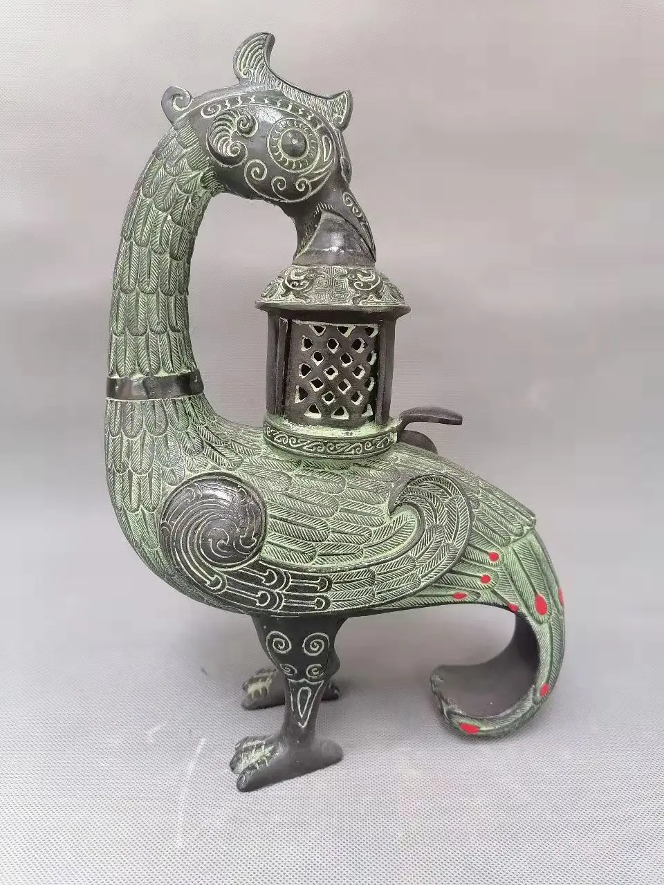 

Rare old Chinese HanDyansty(25-186) Bronze Lamp Bird Lamp Peacock Lamp Home Decoration statue, Free shipping