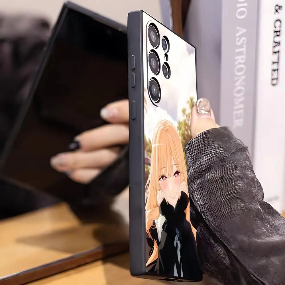 Hot girl Anime Kitagawa Marin Phone Case For Samsung Galaxy S26 S25 S24 S23 S22 S21 Plus Ultra Note20 Soft Black