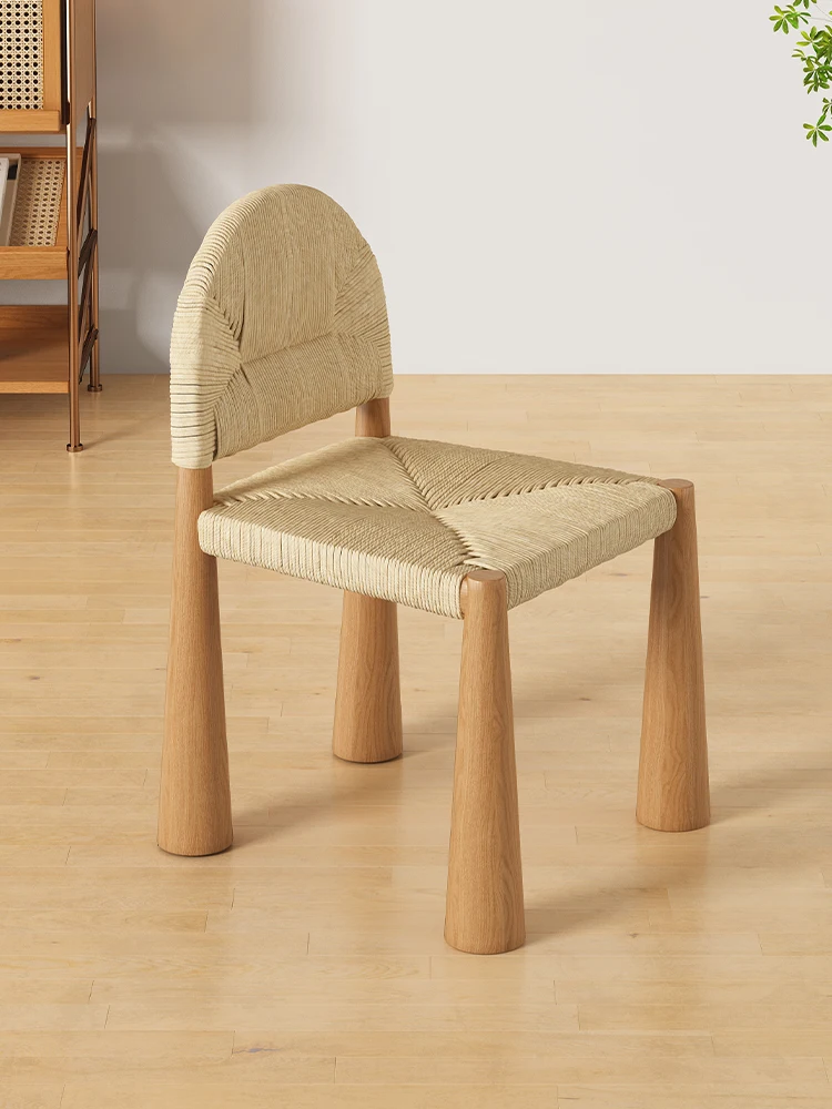 Retro Solid Wood Rattan Chair Minimalist Living Room Furniture Rope Woven Coffee Chairs Designer Home Accessories Dining Chairs