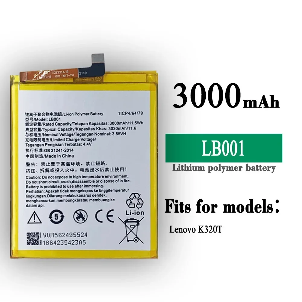 LB001 Высококачественная сменная батарея для Lenovo K320T LB-001 3000 мАч, встроенная литиевая батарея большой емкости, новейшие батареи