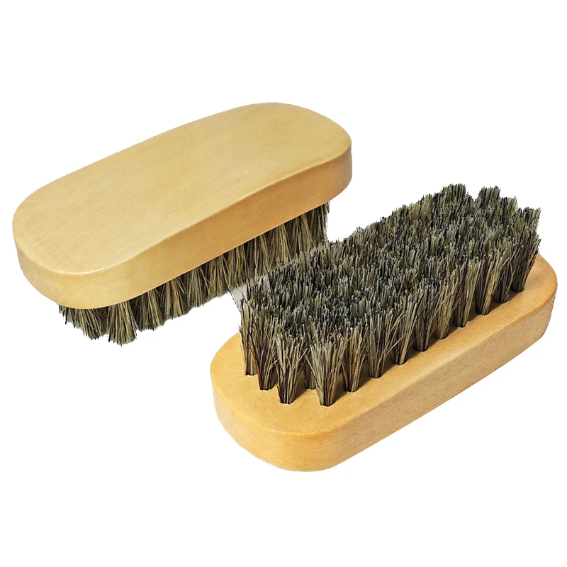 1PCS Horsehair Shoe Shine Brushes Polish Bristles Boots Shoes Leather Care Cleaning Brush Nubuck Boot Nubuck Boot Pig Bristles