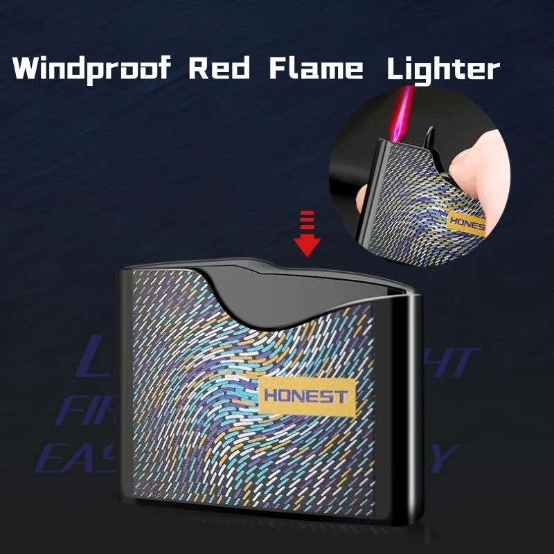 Briquet à gaz à flamme rouge en métal honnête, torche Portable coupe-vent, Turbo, allume-cigare, cadeau pour hommes, accessoires pour fumer, nouvelle collection