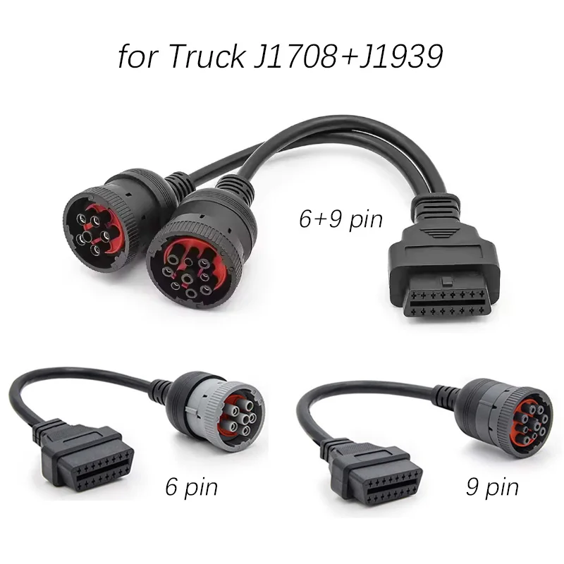 Deutsch J1708 6Pin J1939 9Pin 6Pin 9Pin-16Pin OBD2 Truck Cable Male to Female Adapter Diagnosctic Scanner Connector for Cummins