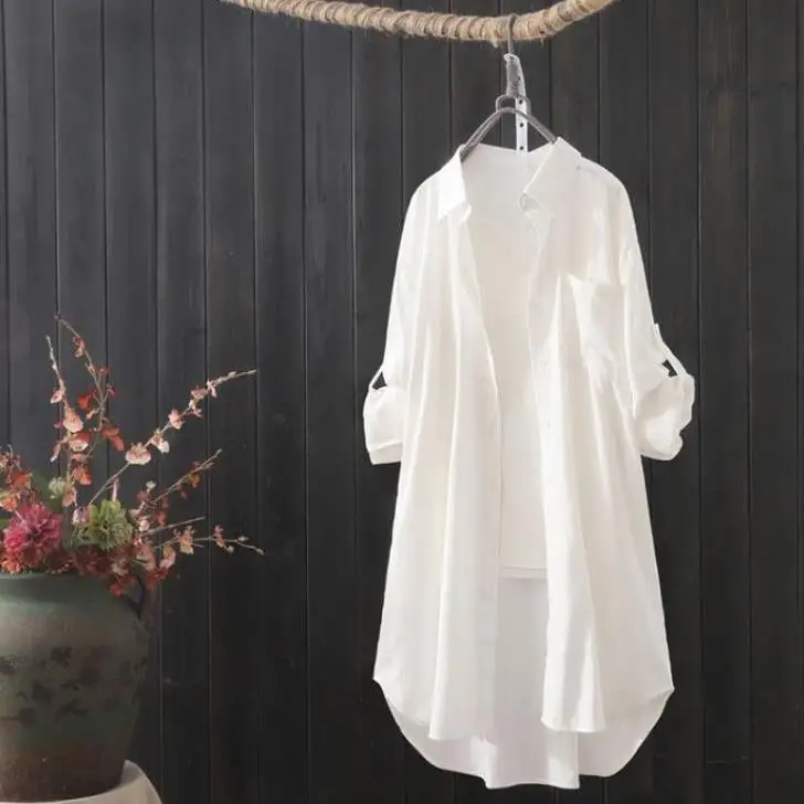 

Women's Cotton Linen Loose Long Sve Slim irt Cosplay Costume Top Seven Sve Length in Sto Qui very