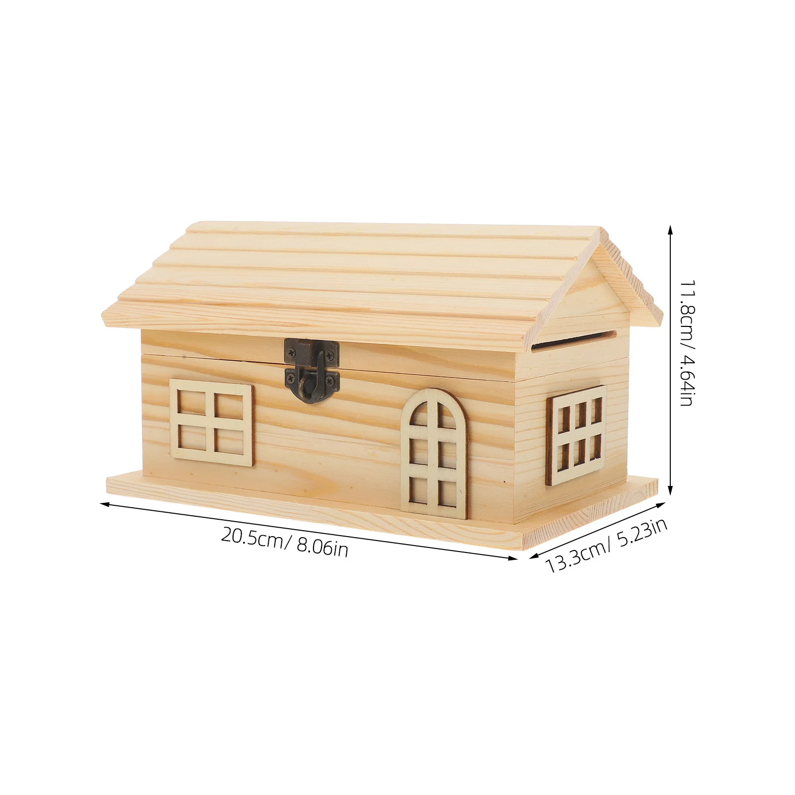 Wooden House DIY Unfinished Coin Bank Kids Saving Box Wooden Piggy Bank Money Storage Decor Wood House Children Coin Box