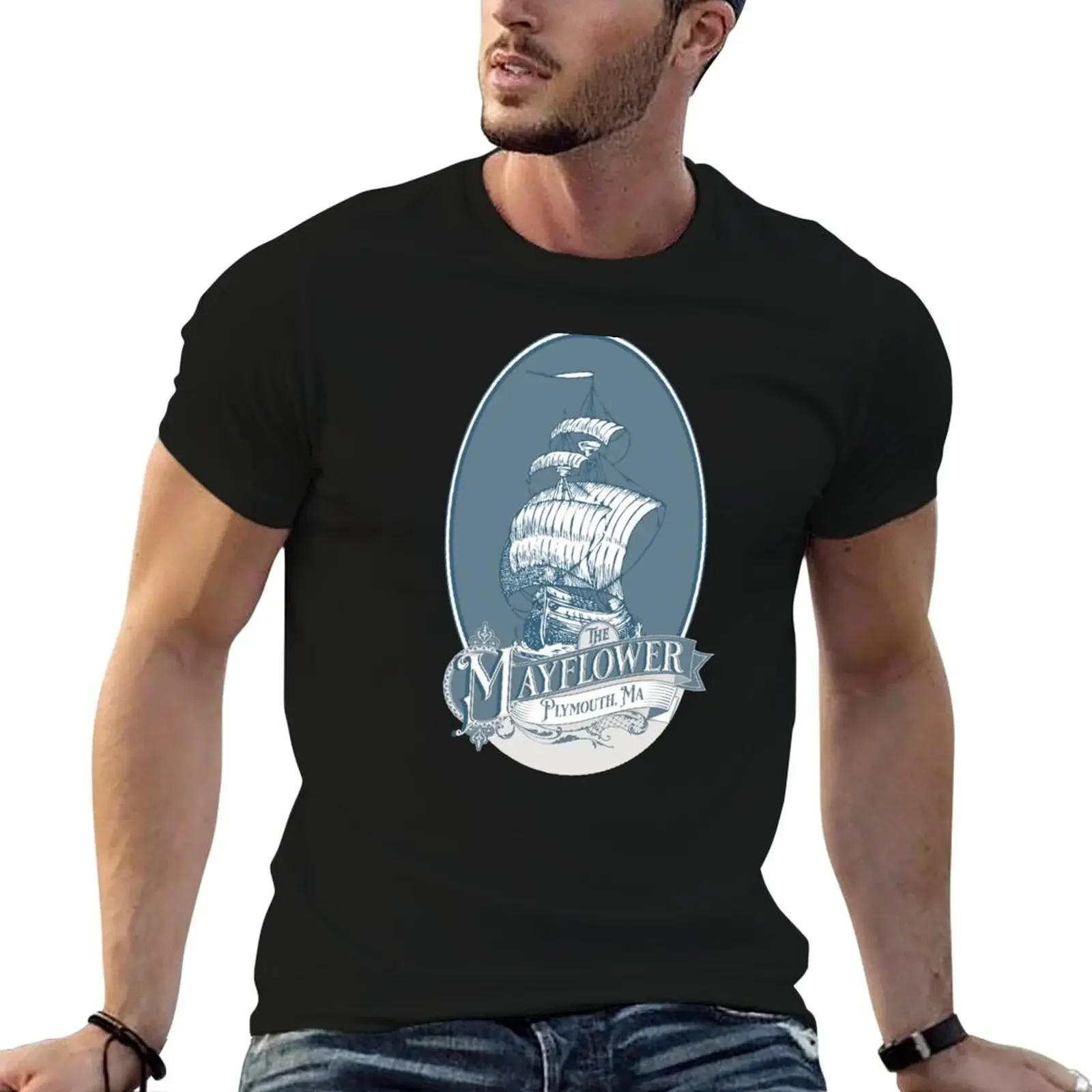 Mayflower Plymouth Ma T-Shirt vintage clothes Blouse summer top graphic t shirt vintage Men's clothing