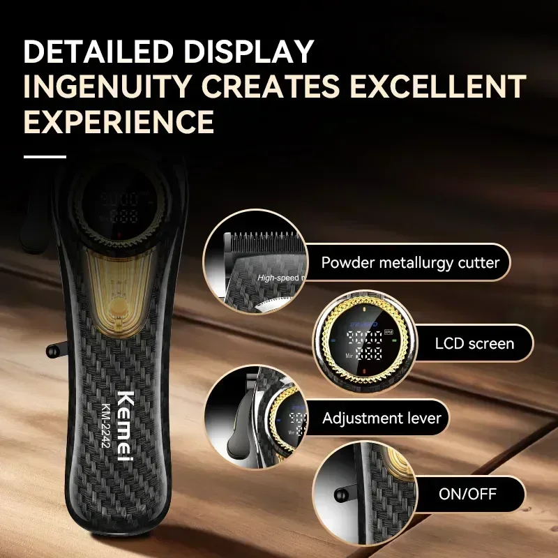 Kemei Hair Clippers Kit Professional DLC Blade Electric Trimmer Men Barber Cordless Shaver KM-2242 KM-2351 KM-3209 Hair Clippers