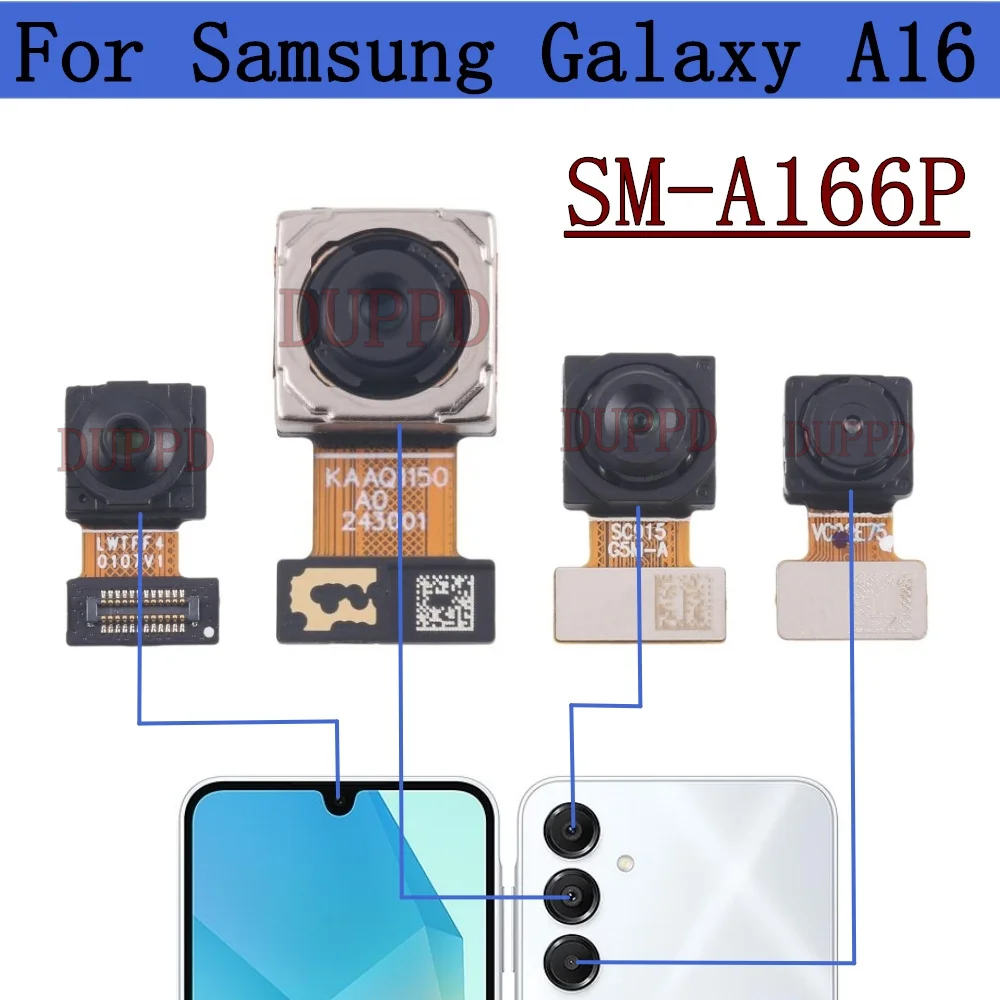 Front Wide Rear Camera For Samsung Galaxy A16 5G SM-166P Ultrawide Macro Main Back Camera Module Flex Cable
