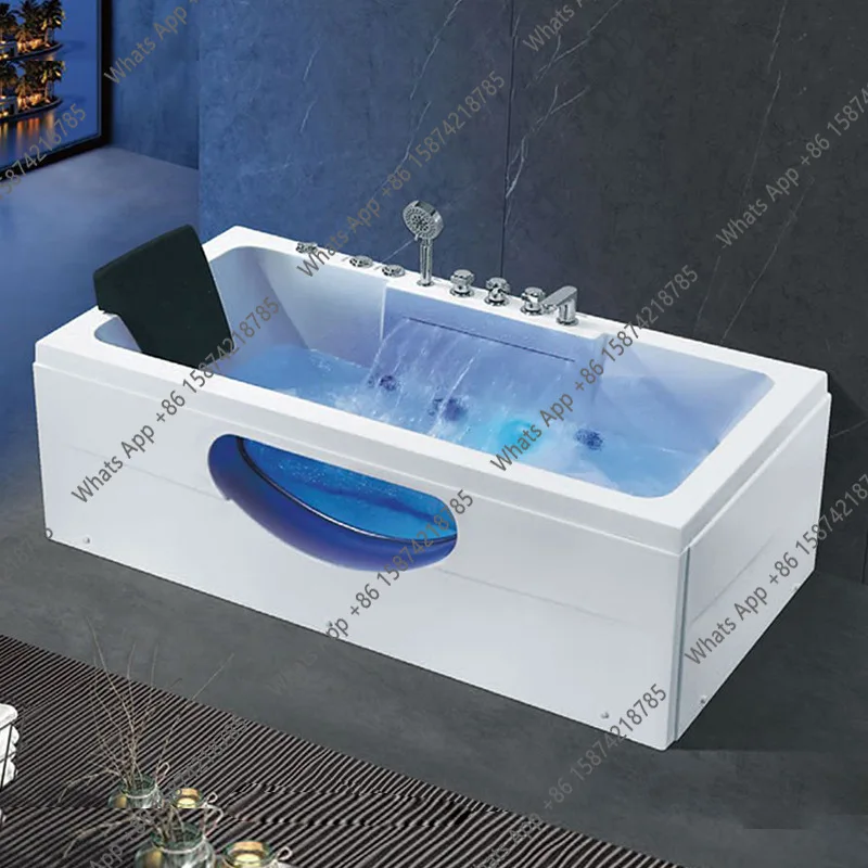 

Square waterfall bathtub, couple design surfing adult home bathtub massage acrylic constant temperature heating bathtub