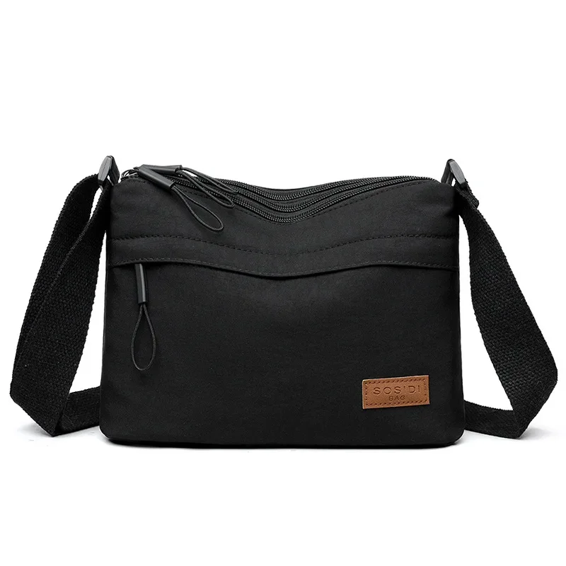 

3 Main Pockets High Capacity Shoulder Crossbody Bag for Women Multi-pocket Purse Canvas Handbag Suitable for Mothers Shopping