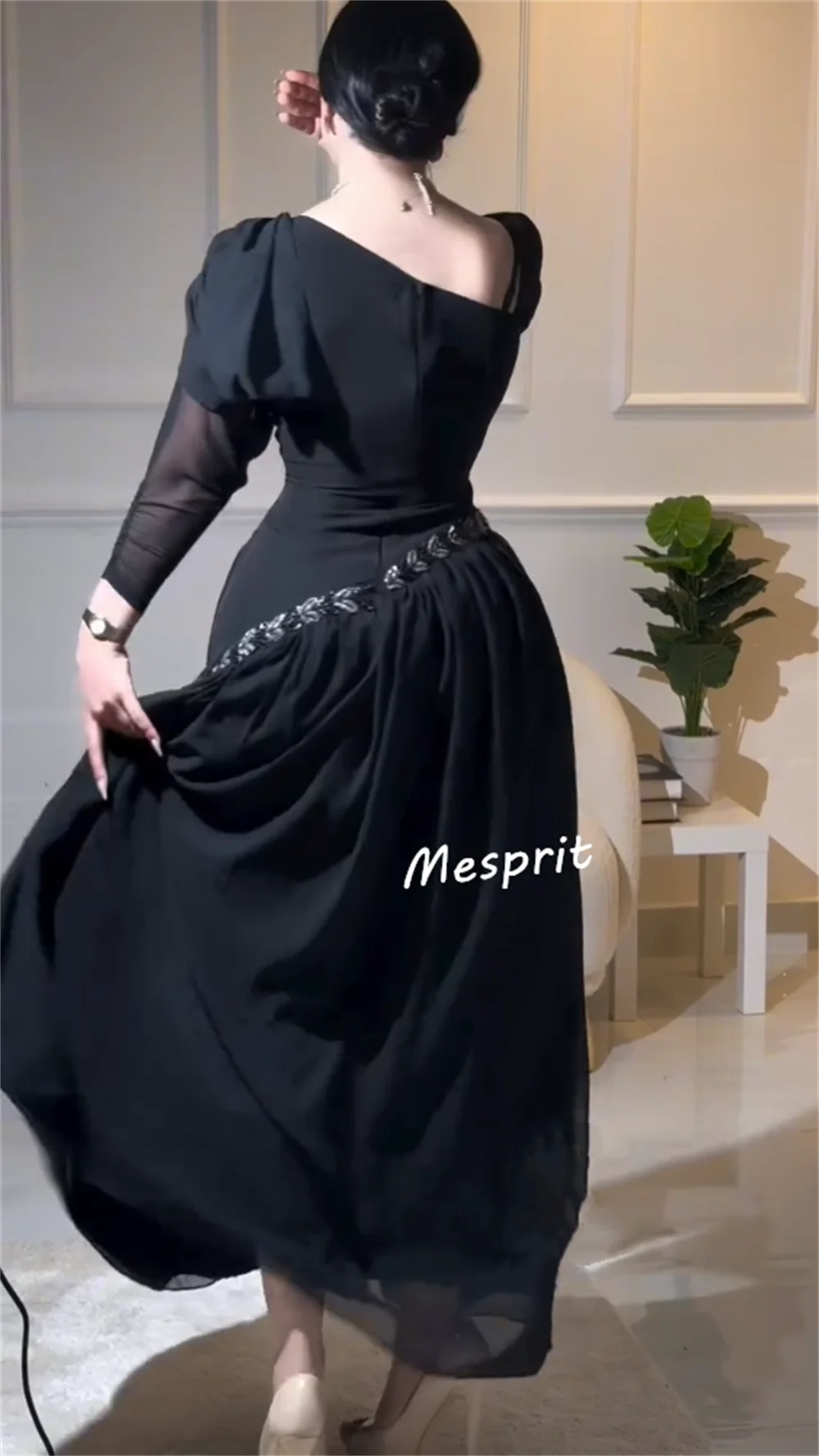 Customized Jersey Rhinestone Asymmetrical Neck Pleat A-line Midi Dresses Bespoke Occasion Classic Prom Elegant Party Retro