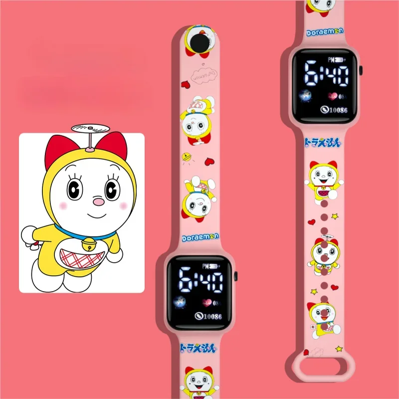 ステッチポケモンピカチュウ漫画プリントボタン LED 電子時計ティーンエイジャーファッション人格プリントスクエア電子時計