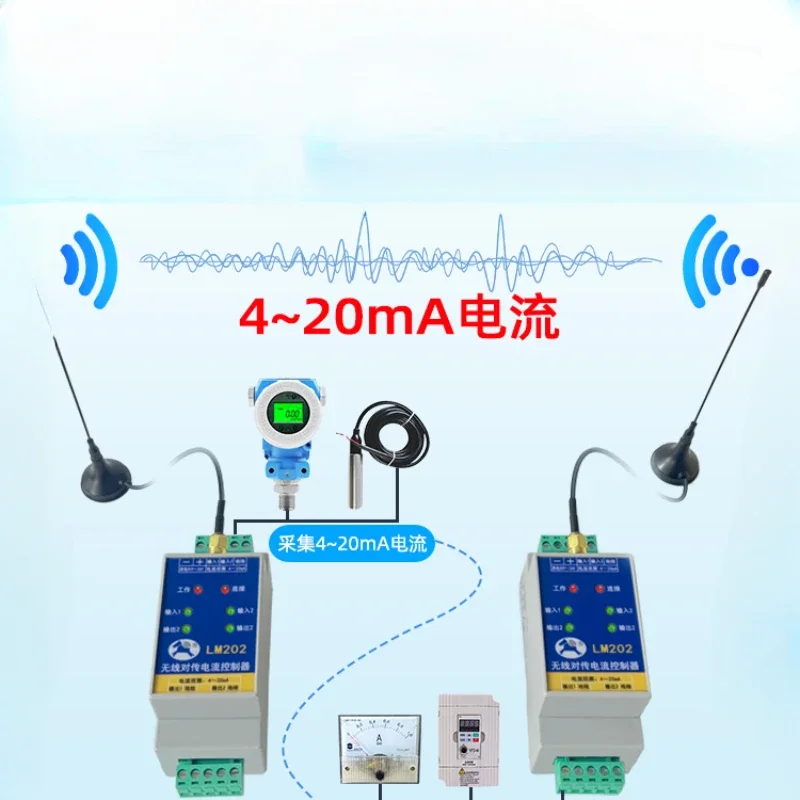 Analog wireless transmission module sends and receives 4-20mA current acquisition signal for remote synchronous monitoring