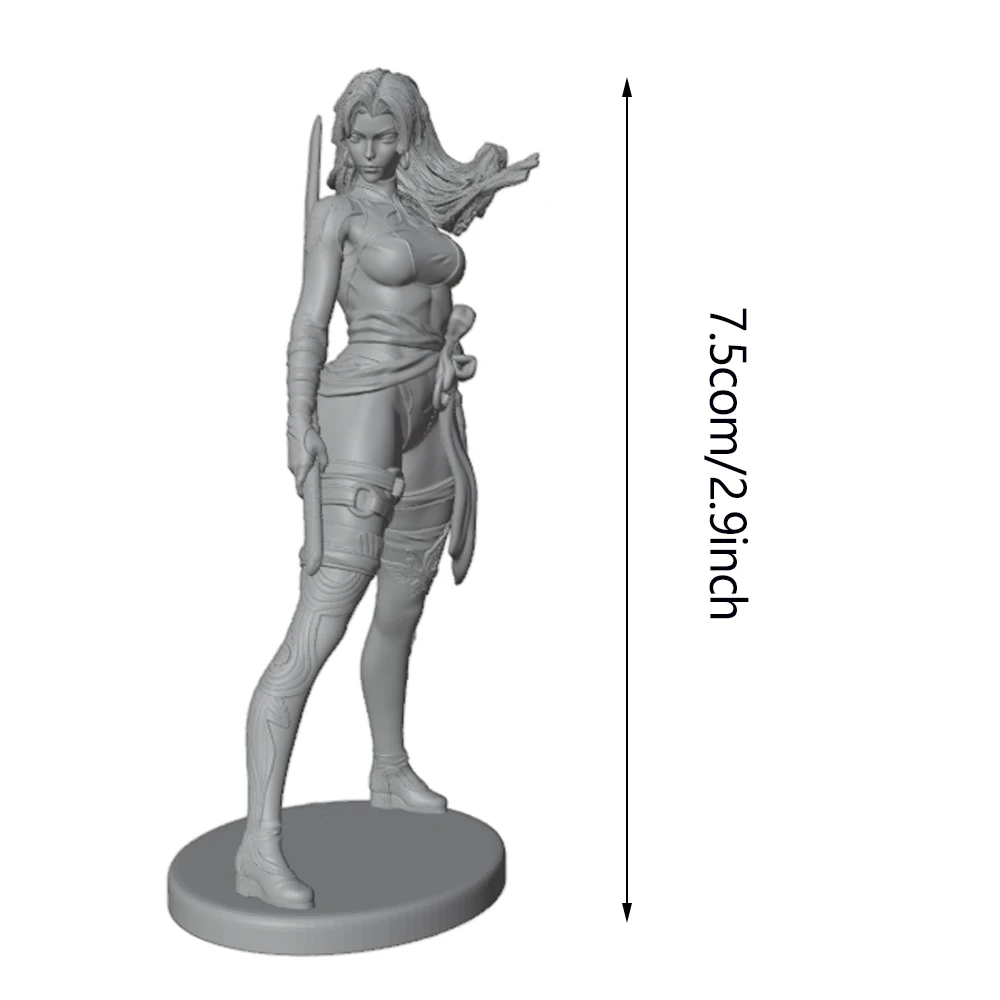 Samurai Girl Holding a Long Sword 1/24 Miniature Resin Statue 75mm Handmade Model Kit, 3D Printed, Unpainted Resin Model Suitable for Role-Playing Games and Collection, Miniature Female Character Decoration - Detailed Poses and Sculptures. These Resin Figurines Are Ideal Gifts for Christmas or Halloween, Showcasing Hand-Painted Artistic Style