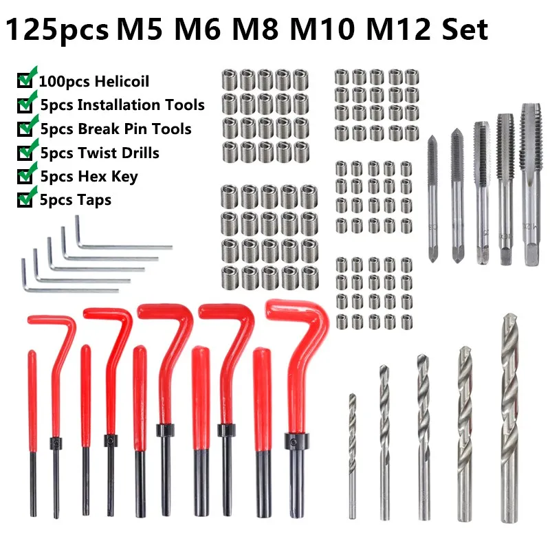 XCAN Gewinde Reparatur Kit M3 M4 M5 M6 M8 M10 M12 M14 Schraube Gewinde Einsätze Für, Die Beschädigte Gewinde Reparatur werkzeuge Bohrer
