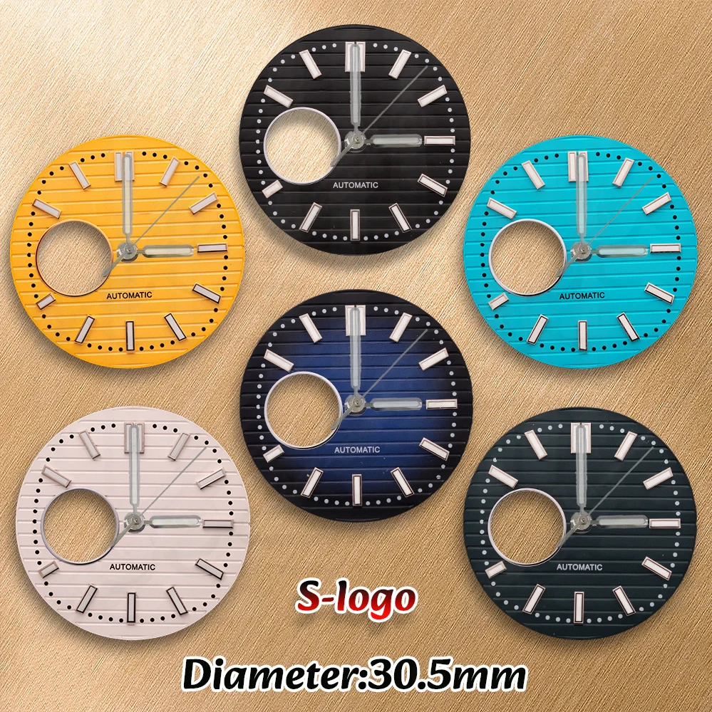 NH38 Movement S Logo 30.5mm Nautilus Hollow Dial Green Luminous Watches for men Watch Modification Accessories