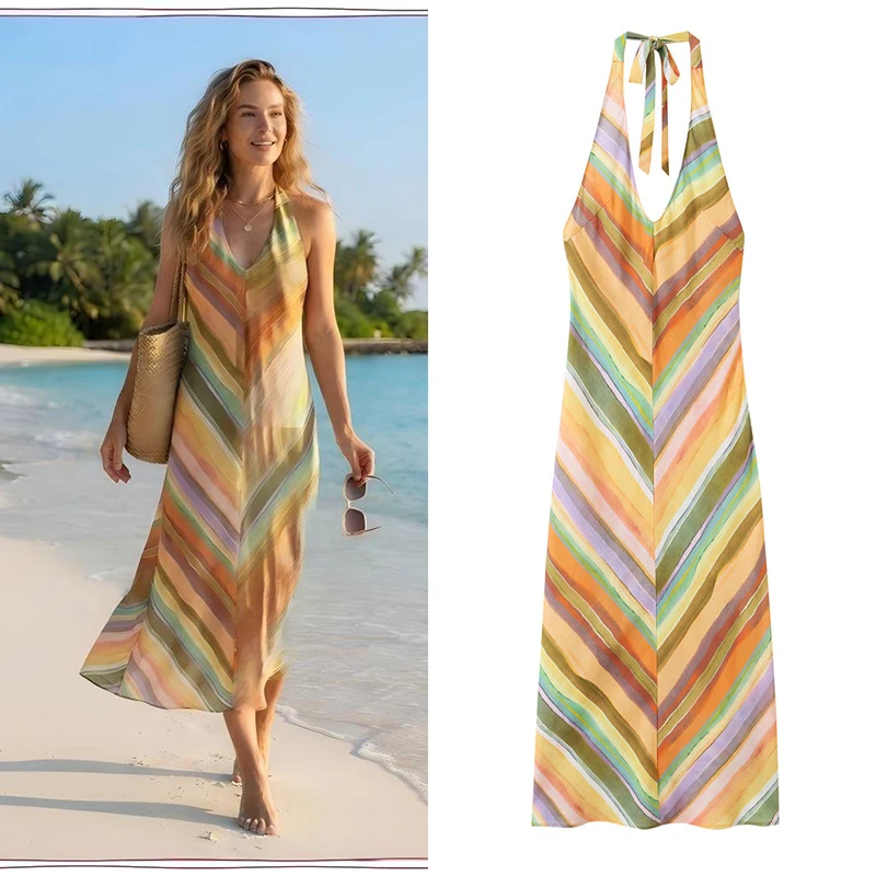 Guobioziy Women's Dress 2026 Summer New Spaghetti Strap Long Dress With Shawl Straight Cut Suitable For All Body Types