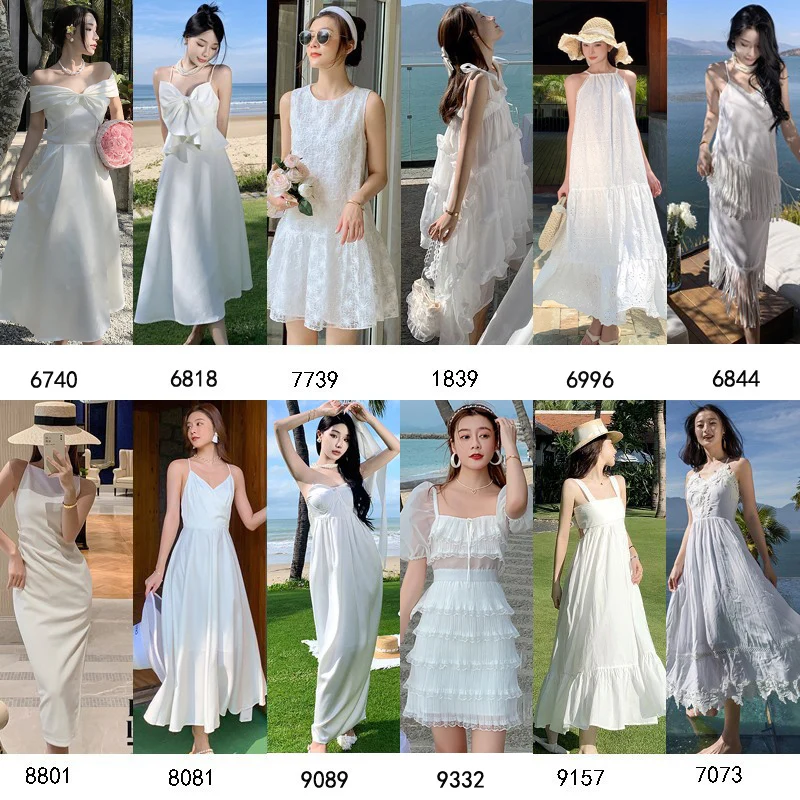 Thailand Sanya Seaside Vacation Beach Skirt White Fairy Dress Small  Slimming Backless Sling Dress