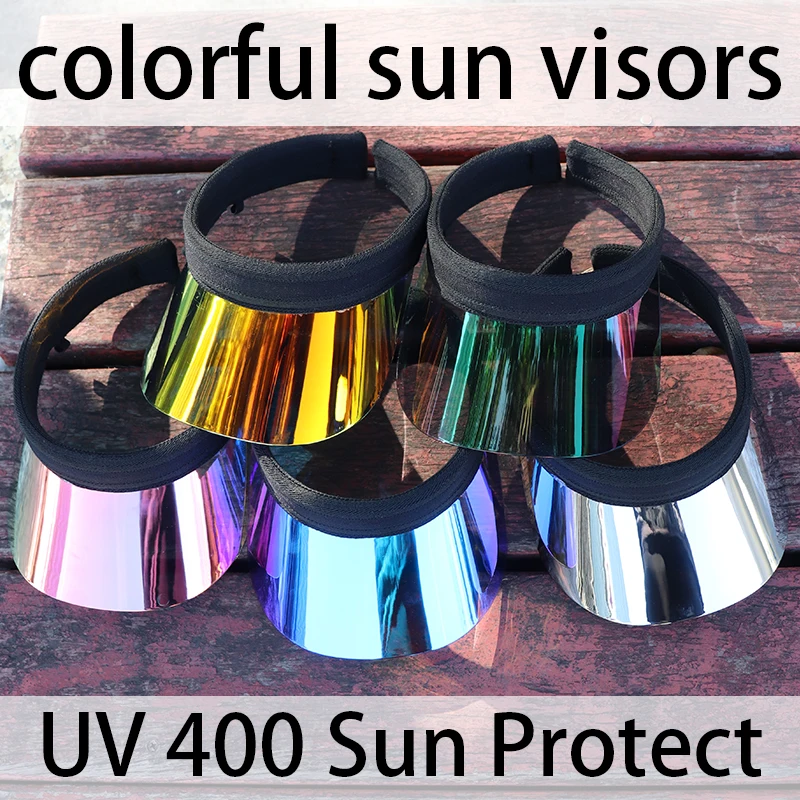 UV 400 Color Gloss Unisex Sun Hats Thick Sunblock Ladies Male Golf Cap Visors for Travel Yoga Tennis Driving Visor Leisure Caps