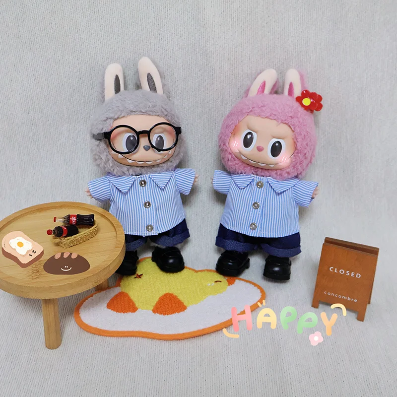 ملابس أطفال لحفلات الجلوس من Labubu ملابس صيفية من سلسلة Labubu من الفينيل القطيفة من الجيل الأول والثاني أحذية صندوق أعمى