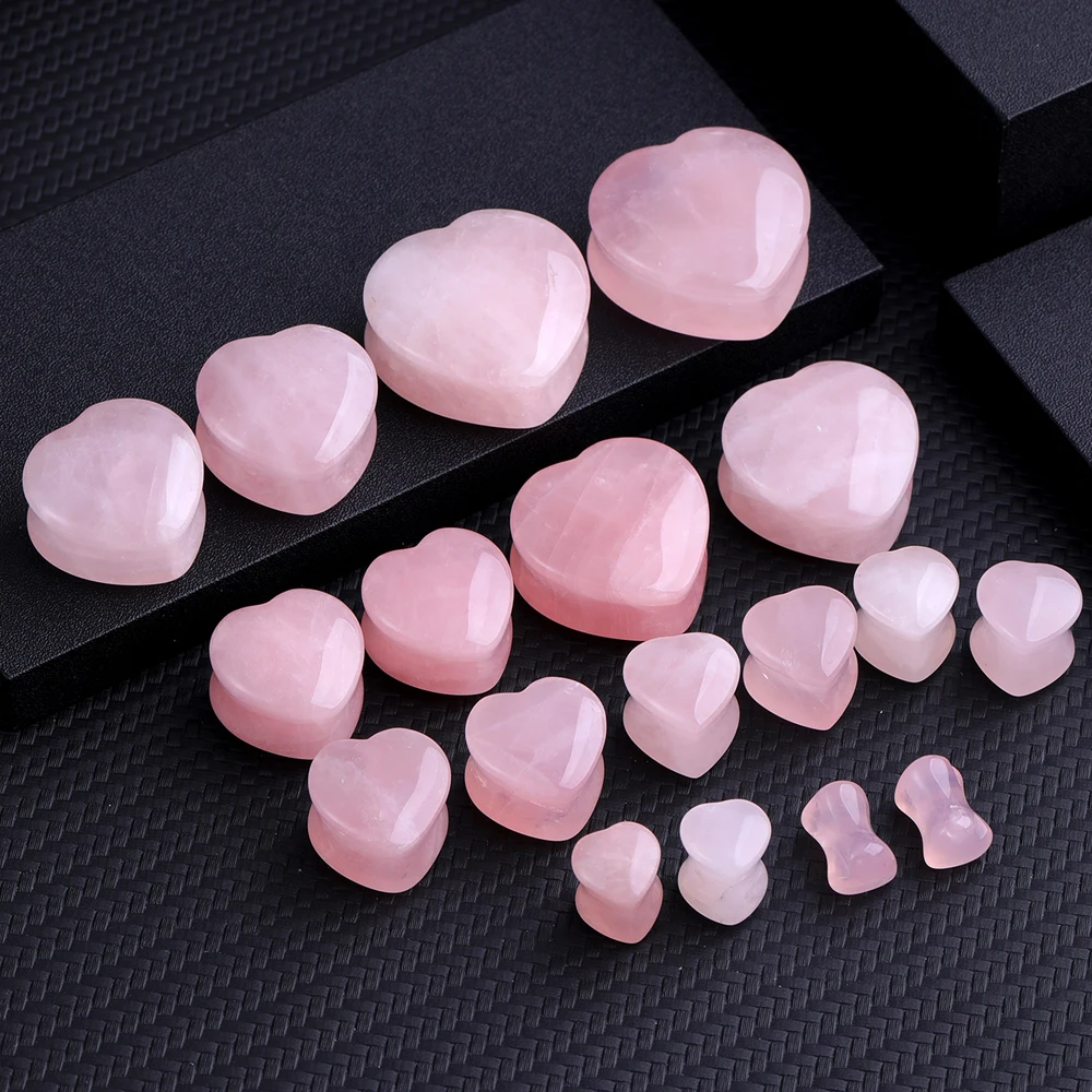 2pcs Pink Color Quartz Crystal Stone Ear Tunnels Plugs for Women Men Ear Stretcher Expanders Gauge Earring Piercing Oreja 6-25mm