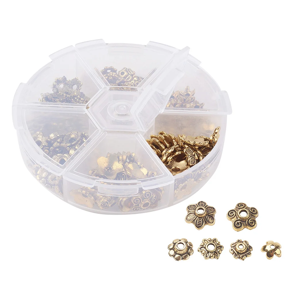 

180Pcs Vintage Flower Cap Components Jewelry Making Supplies Gold Plated Alloy Petal Bead Caps DIY Handmade Craft